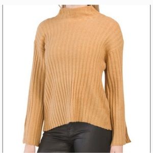 Generation K Tan Mock Neck Ribbed Sweater -Size Small